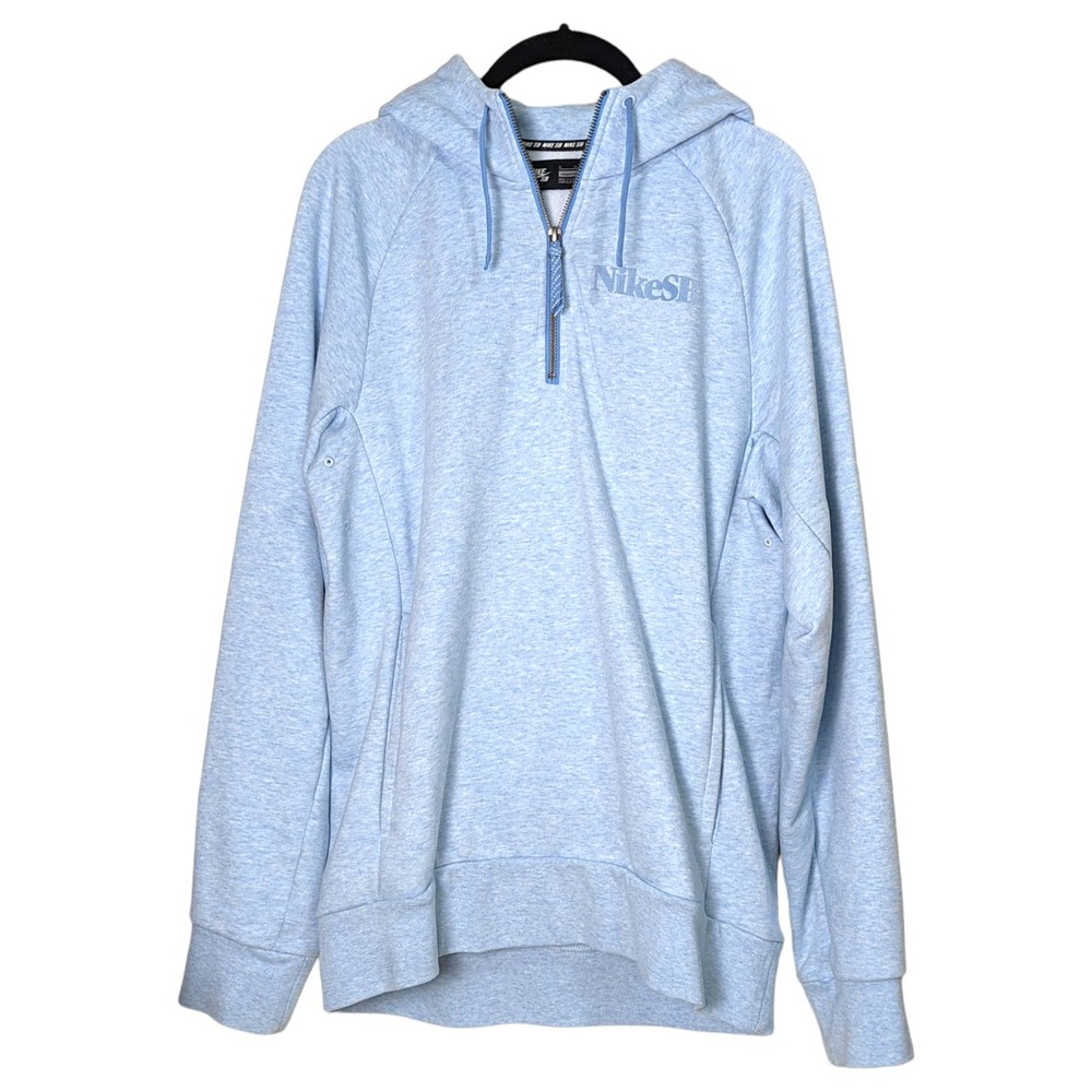 NIKE SB Logo Men's 1/4 Zip Hoodie Skate Skateboard Lt Blue Medium